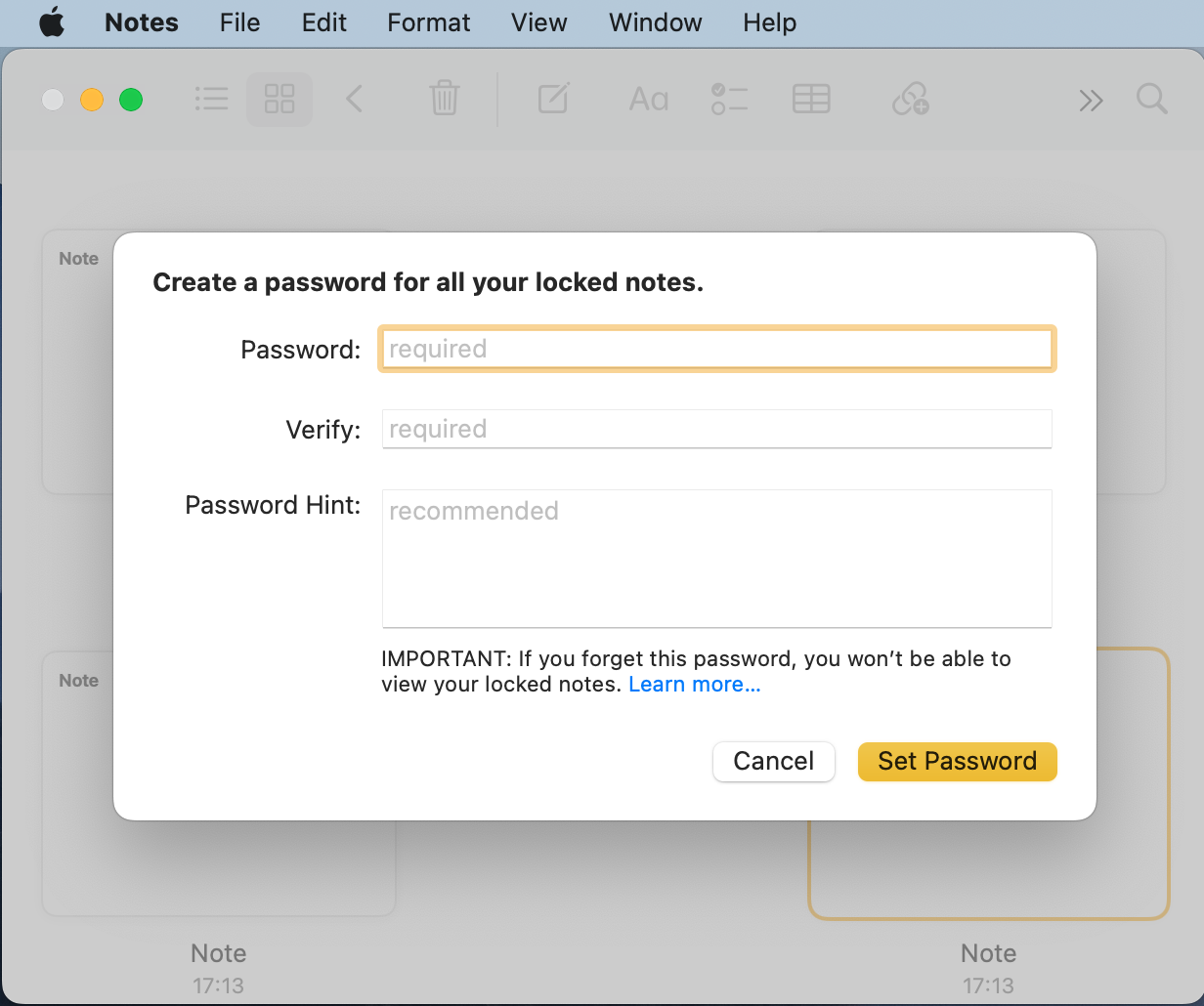 Step 2. If you opted to create your own password, enter it then click Set Password.