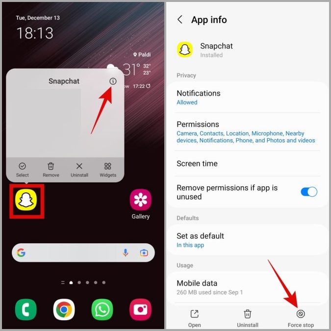 Open Snapchat App Info on Android Phone