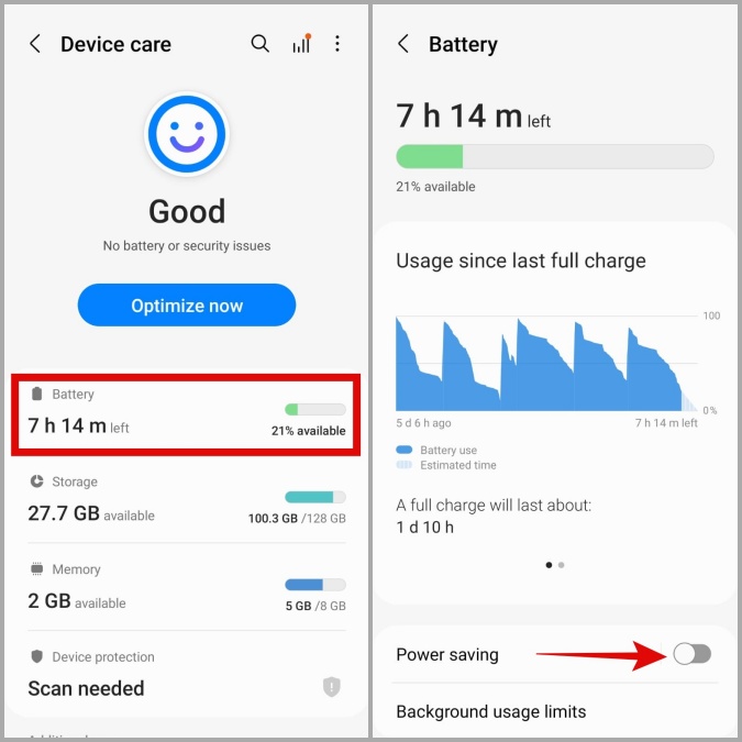 Turn Off Power Saving on Android Phone
