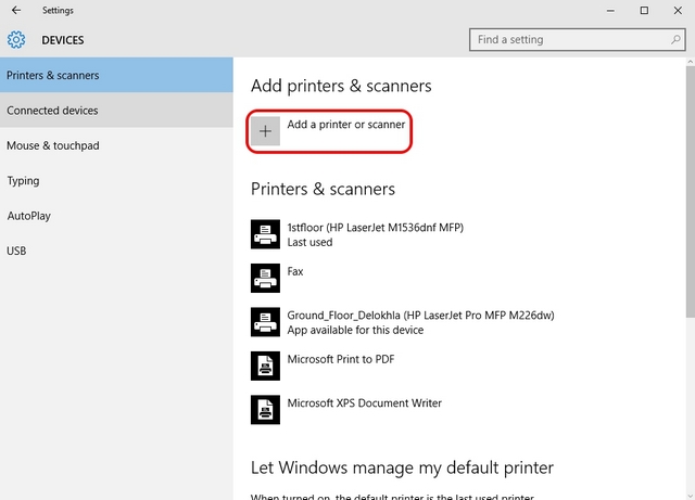 Windows 10 add printer