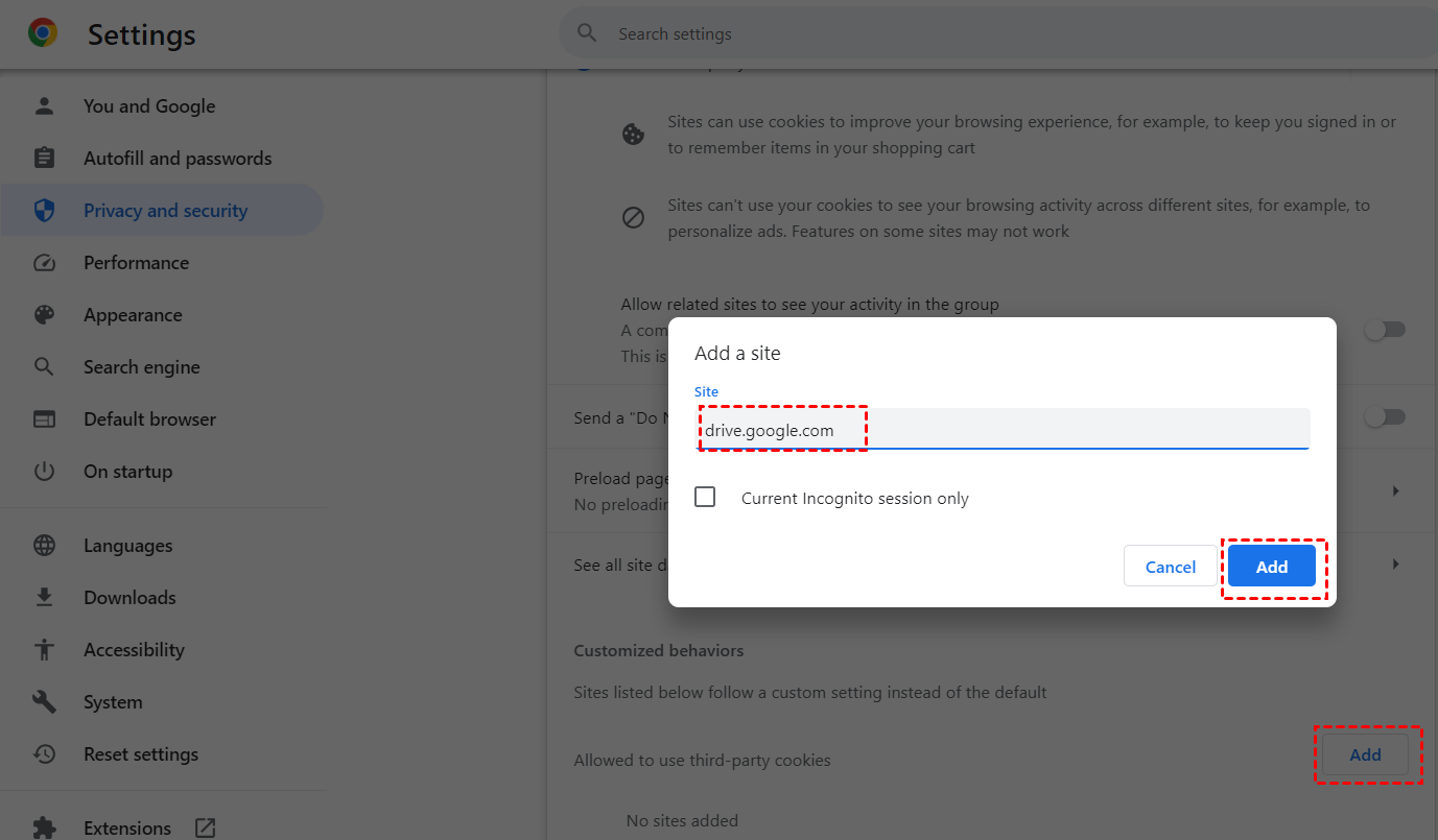 Add Exception for Google Drive
