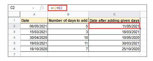 how to add days to a date in google sheets