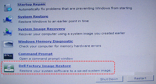 Dell Factory Image Restore