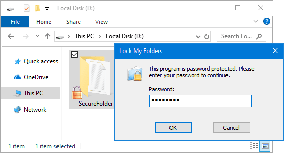 Enter Password to Access Secure Folder