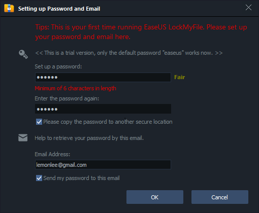 Set up password