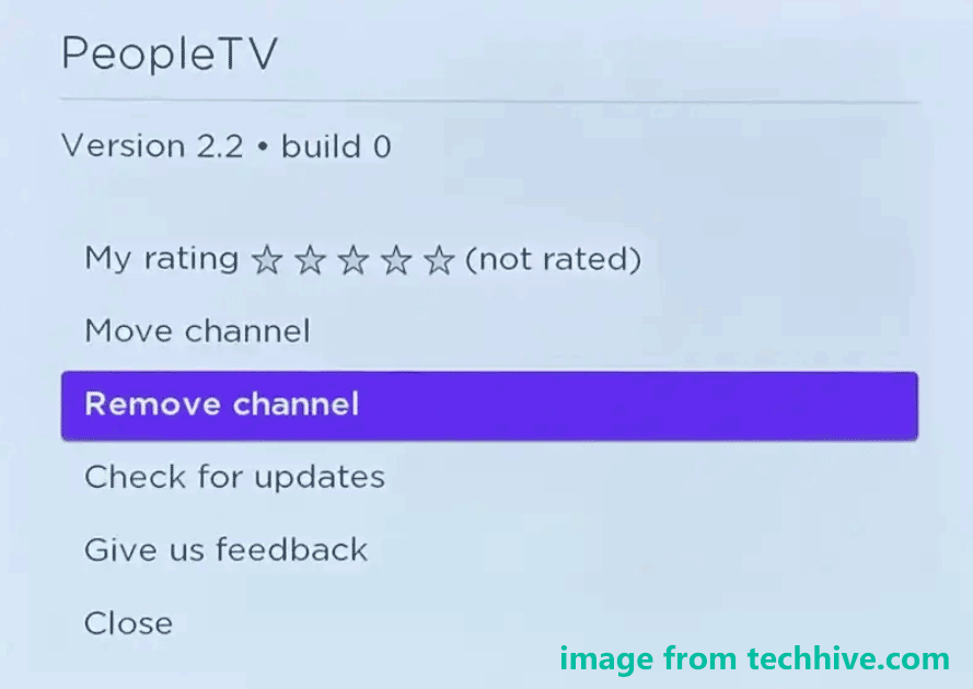 remove Roku channel from channel list