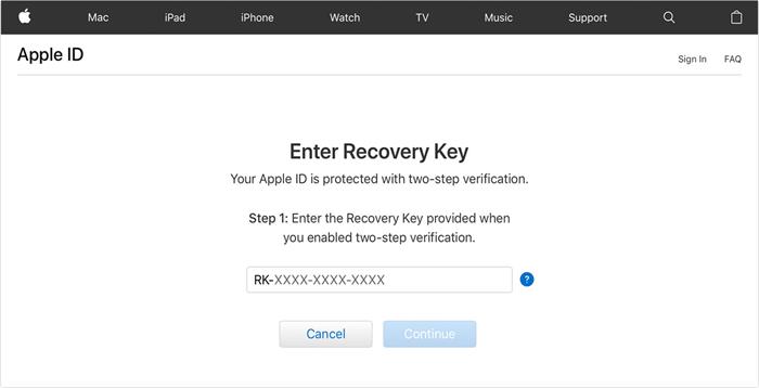 Recovery Key for two-step verification
