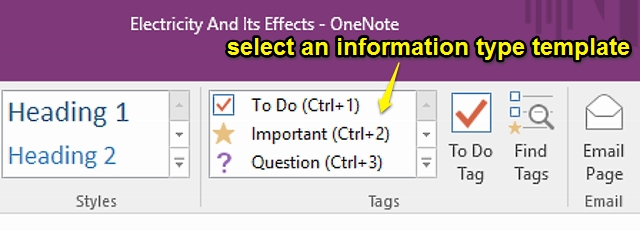 onenote information type templates