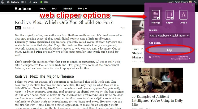 onenote web clipper