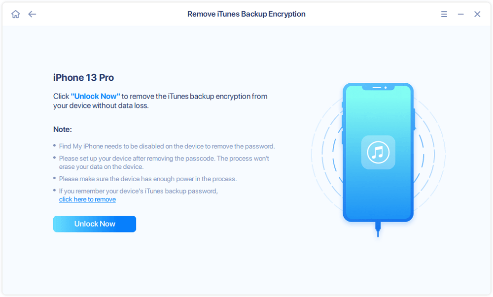 Remove iTunes backup encryption - Step 2