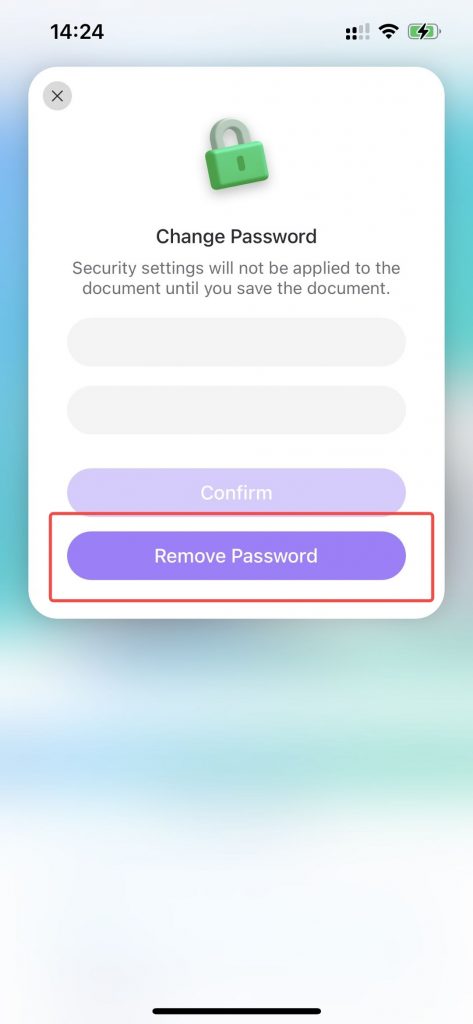 Remove password from pdf iOS