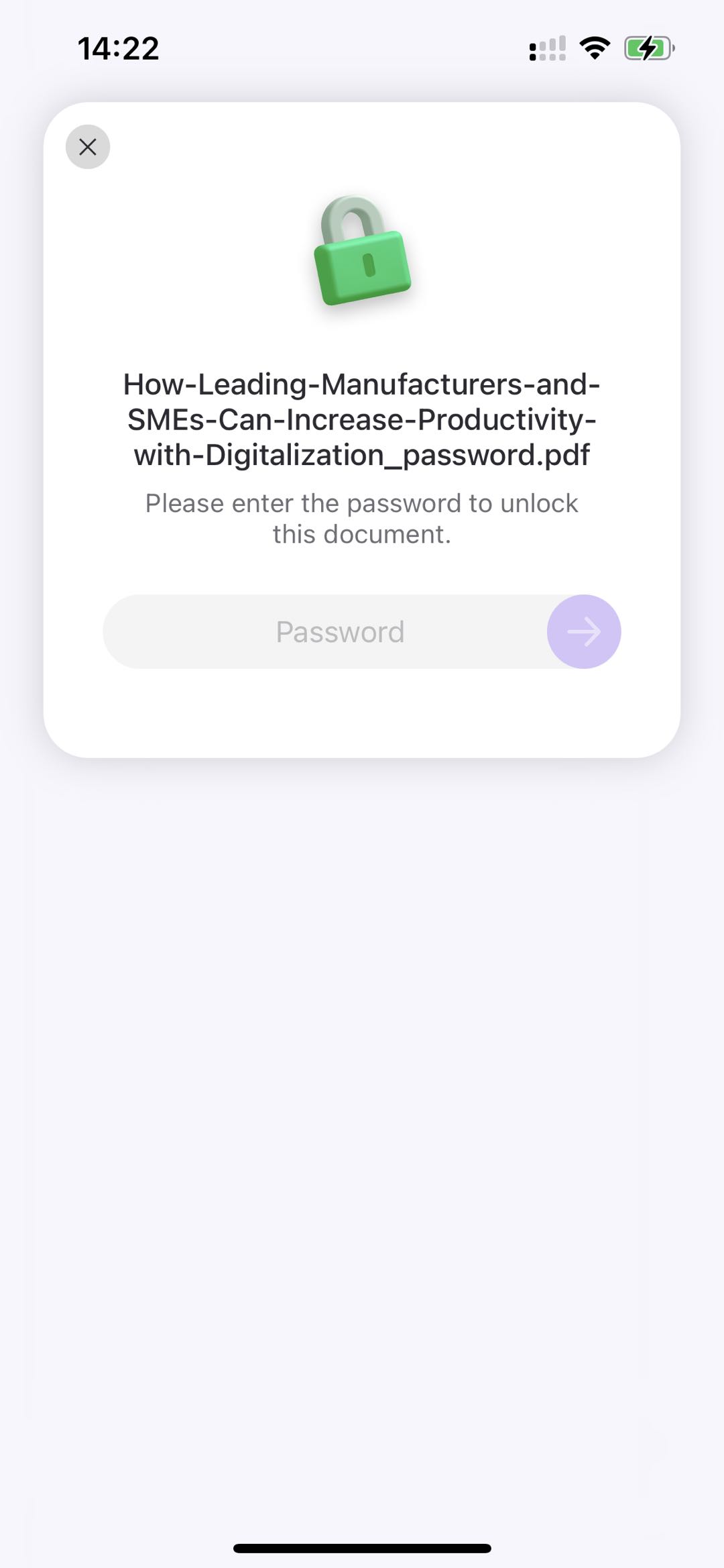 Remove open password ios