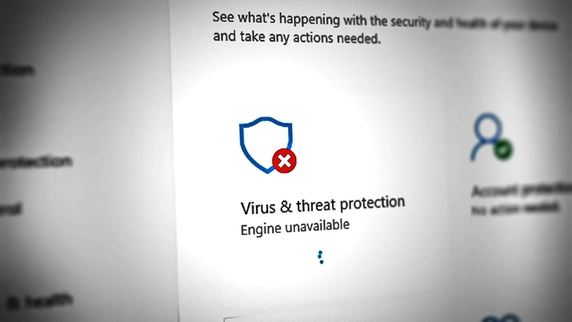 virus and threat protection page not available